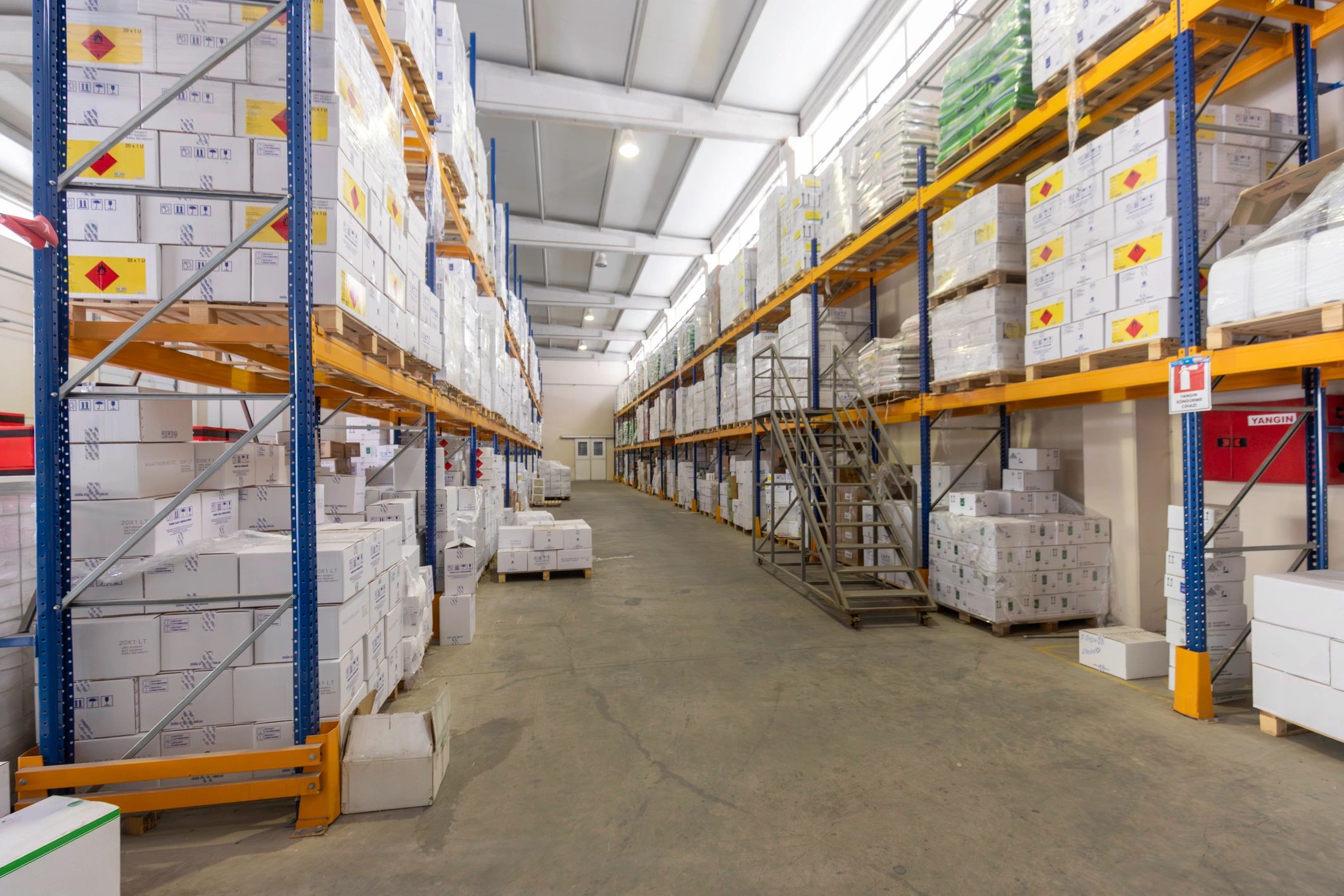 Warehouse shelves with boxes representing inventory management