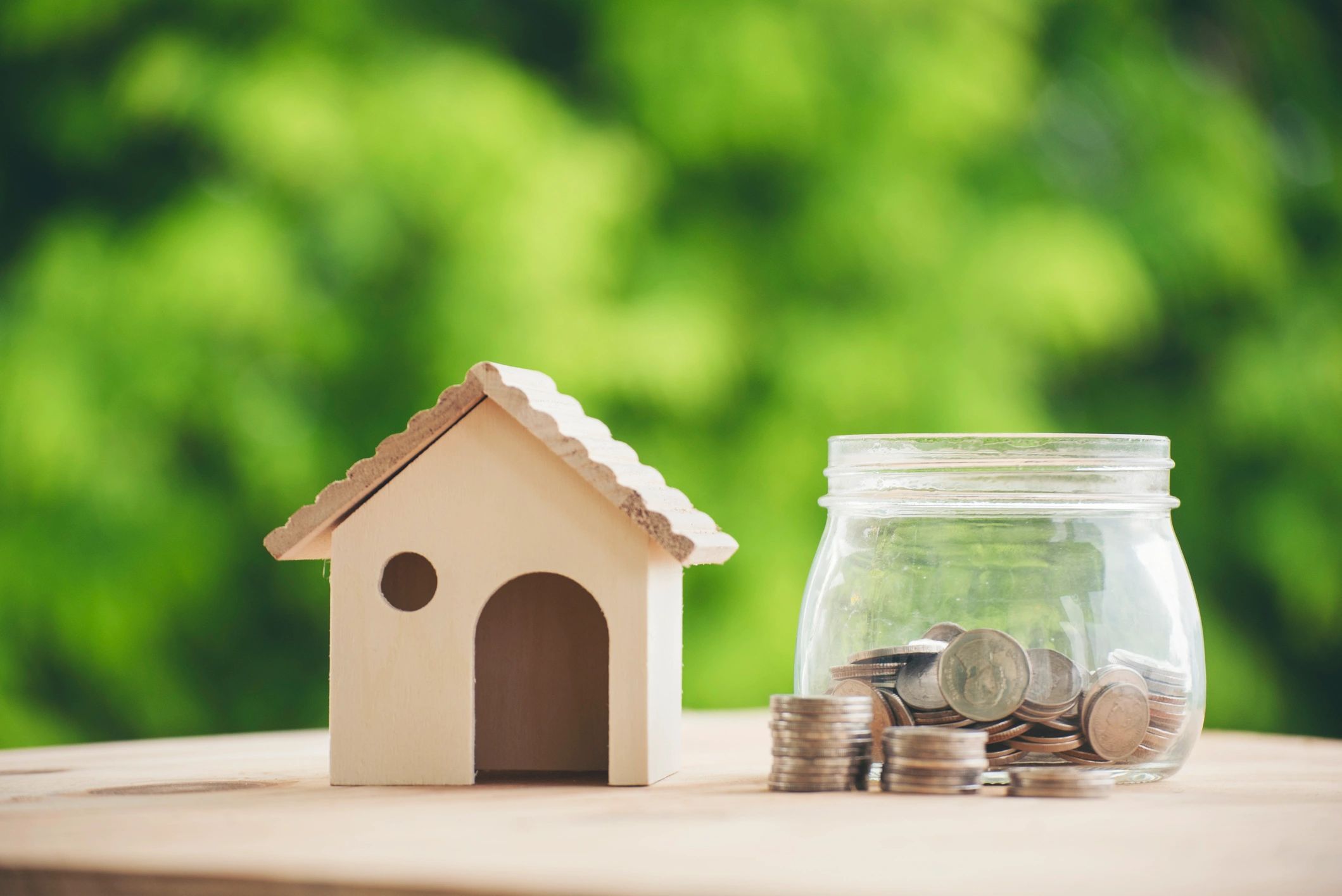 Piggy bank and coin stacks representing financial planning